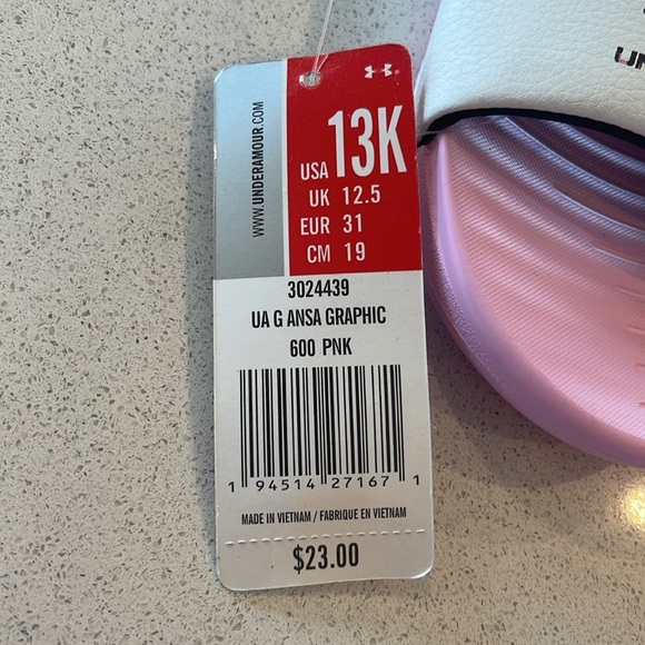 NWT UNDER ARMOUR Pink Sandals Size 13K - Picture 3 of 11